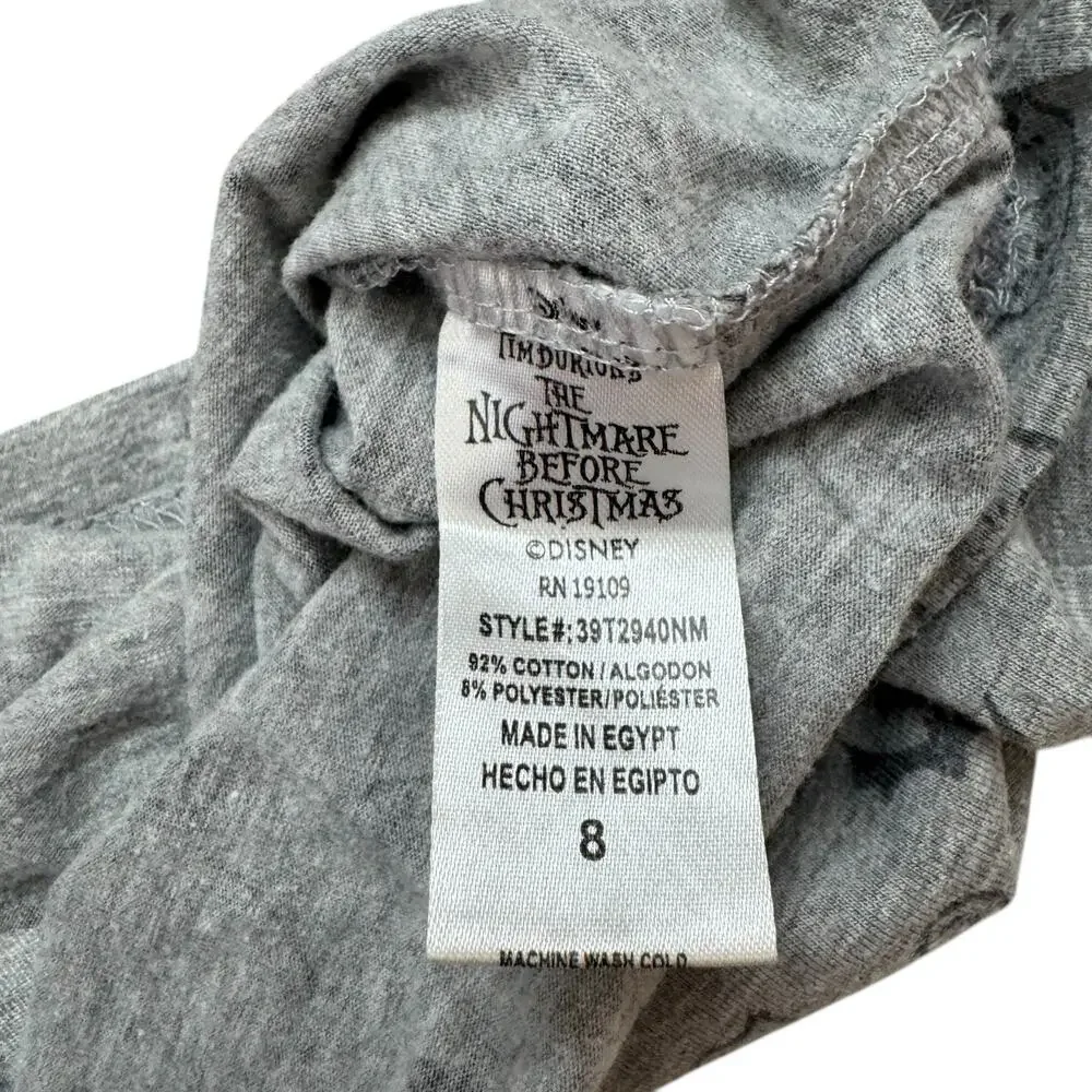 DISNEY Nightmare Before Christmas Jack Skellington Head Gray Tee Size 8 Kids